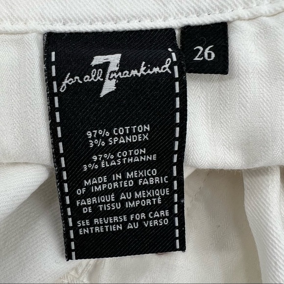 7 For All Mankind White Cut Off Distressed Denim Jean Shorts Size 26 Women’s - Picture 2 of 9